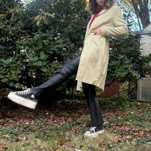 Long Plaid Fitted Blazer